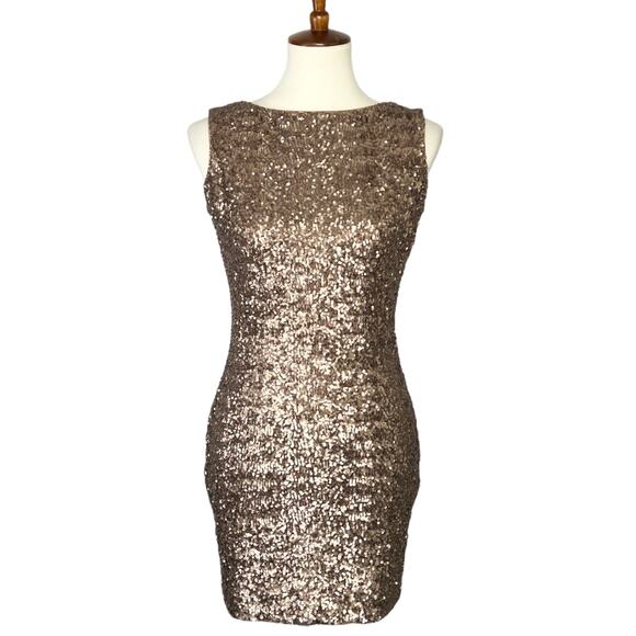 Dress the Population Gold Sequin Mini Dress - Picture 1 of 11